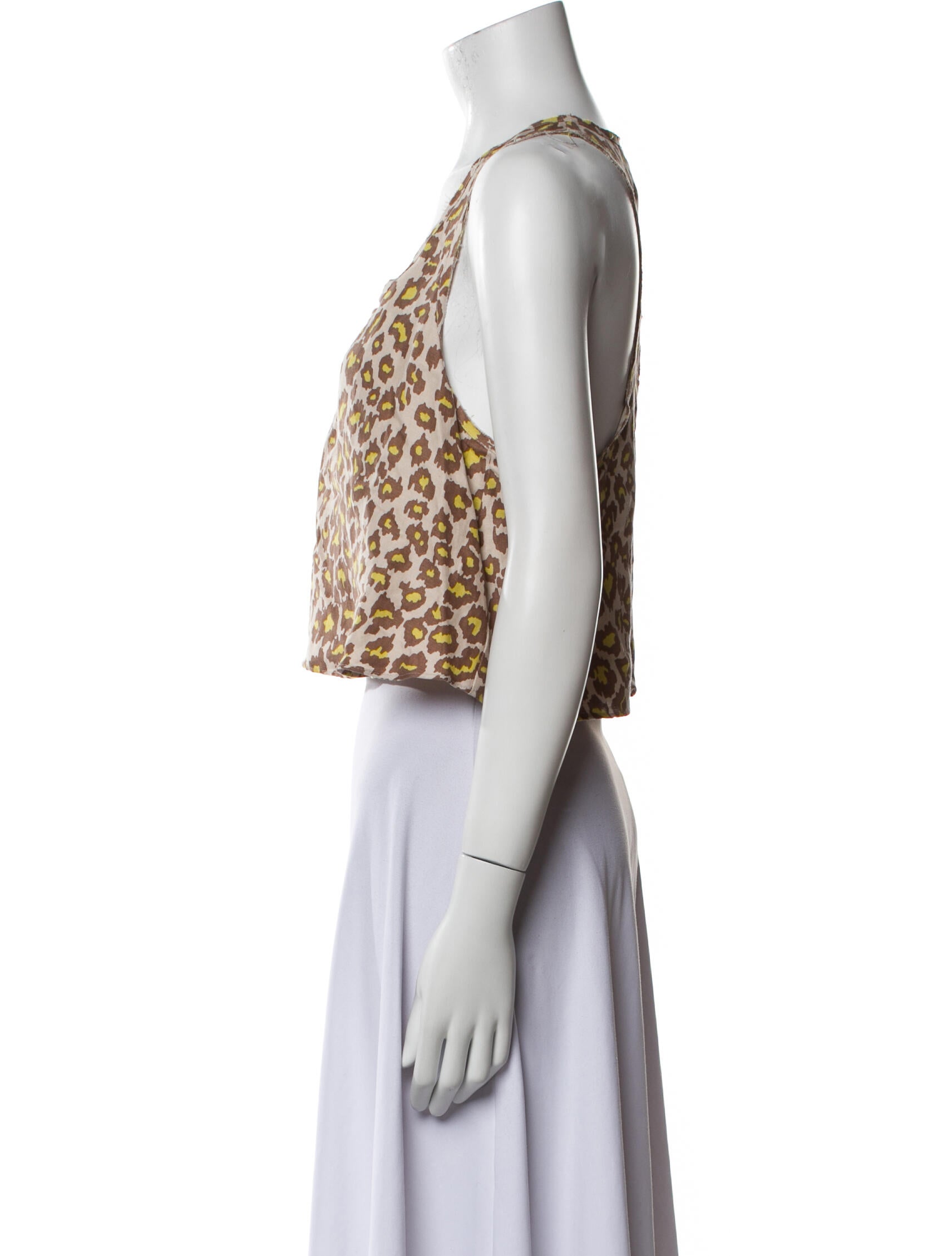 Raquel Allegra Linen Animal Print Crop Top