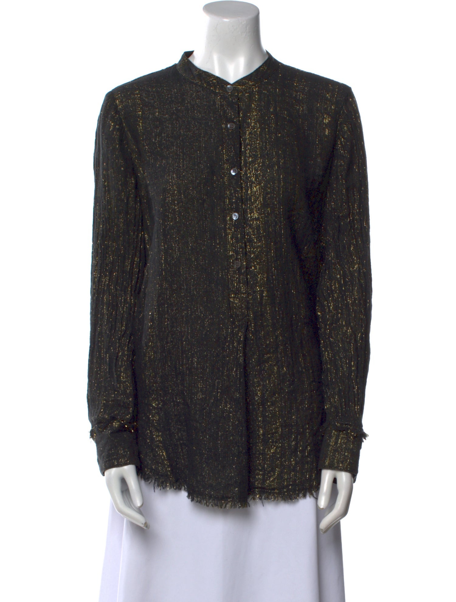 Raquel Allegra Linen Printed Button-Up Top