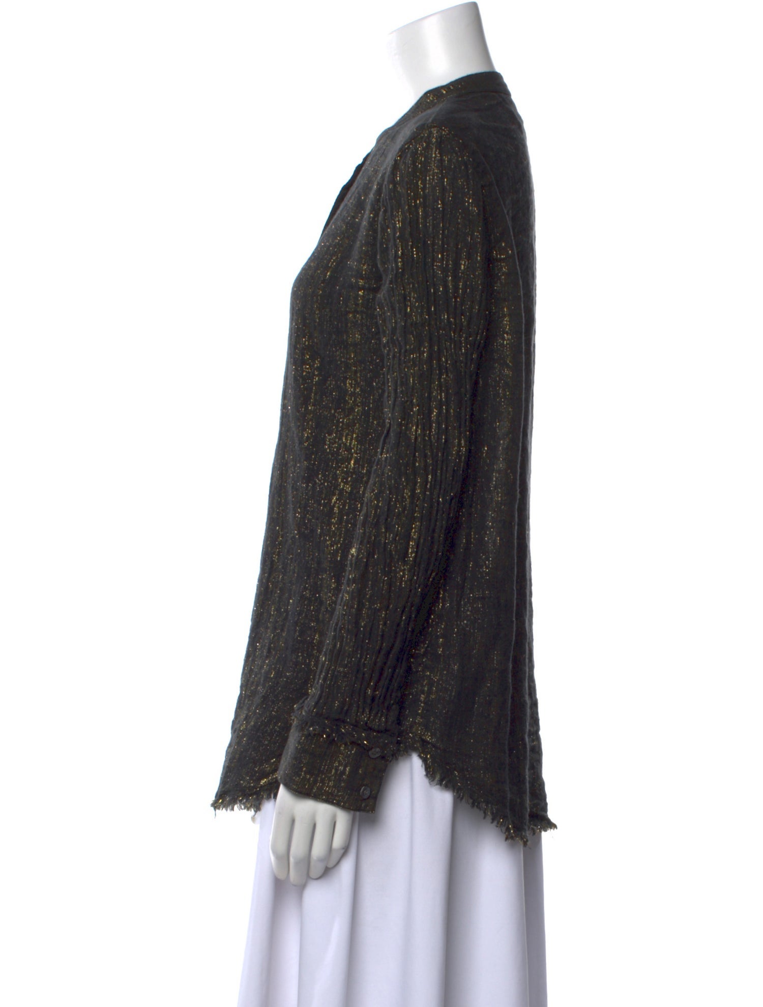 Raquel Allegra Linen Printed Button-Up Top