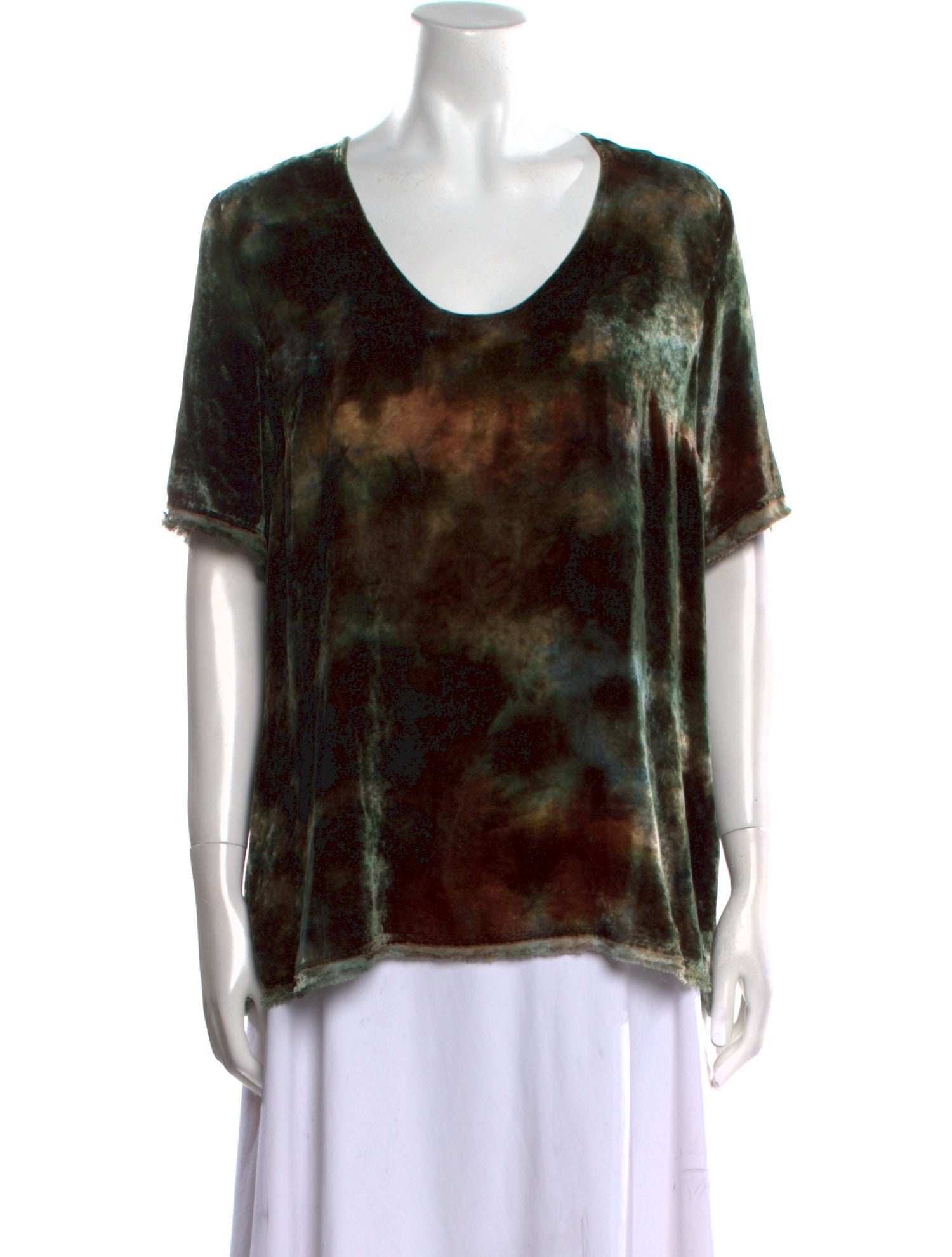 Raquel Allegra Silk Tie-Dye Print T-Shirt