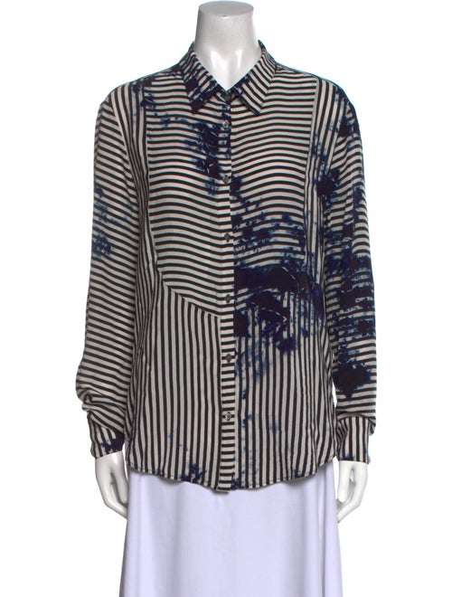 Raquel Allegra Silk Striped Button-Up Top