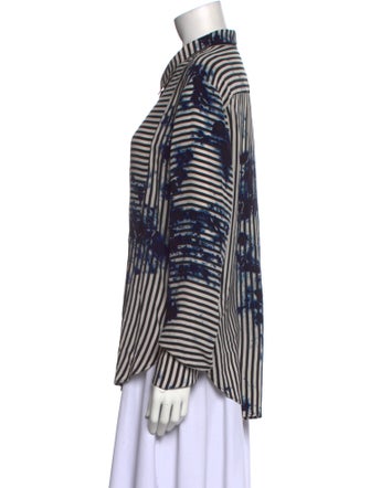 Raquel Allegra Silk Striped Button-Up Top