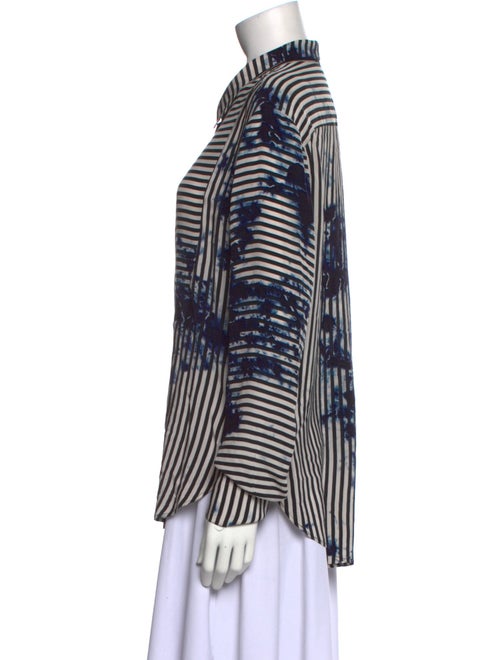 Raquel Allegra Silk Striped Button-Up Top