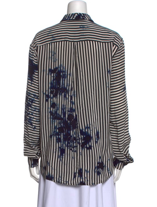 Raquel Allegra Silk Striped Button-Up Top
