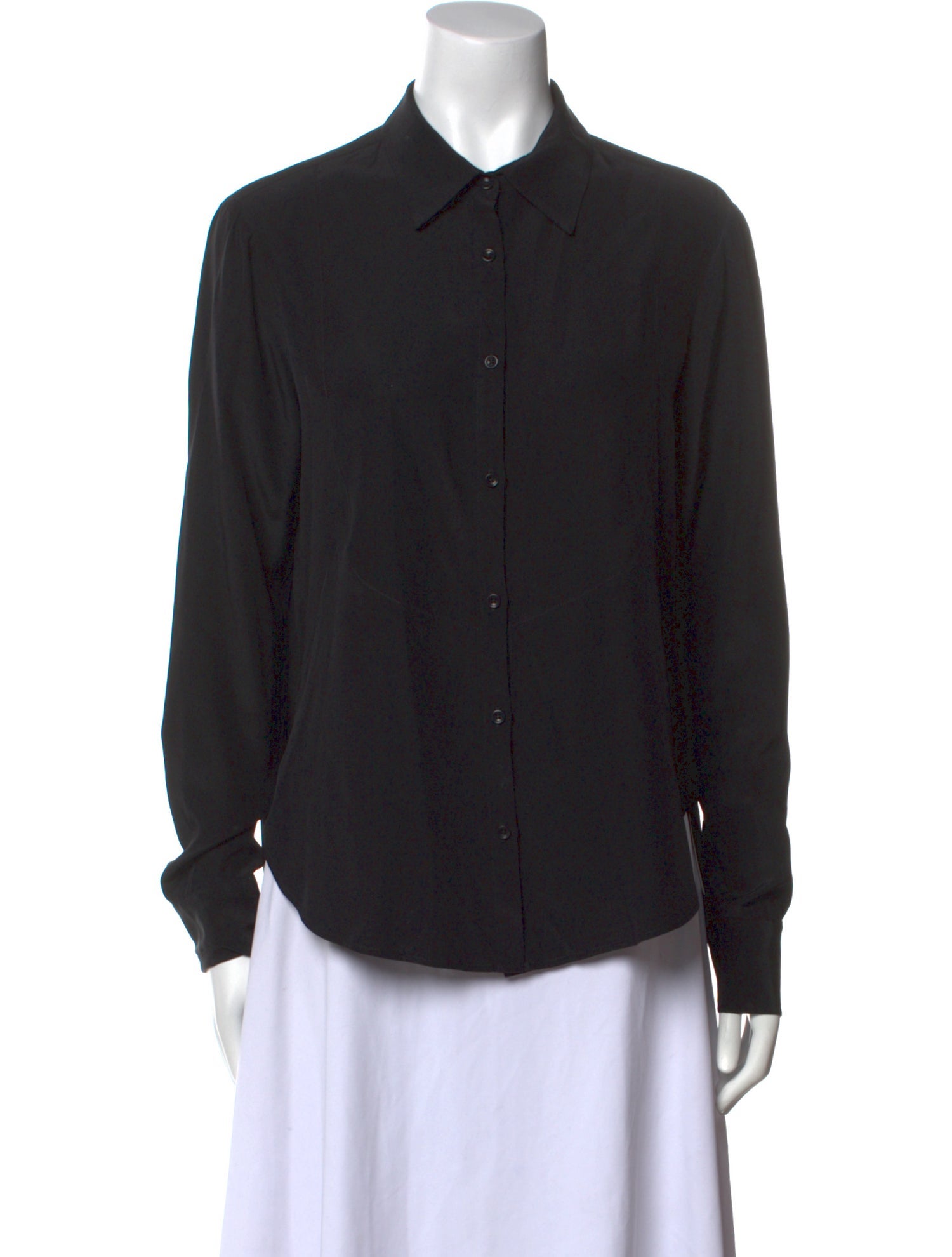 Raquel Allegra Silk Long Sleeve Button-Up Top