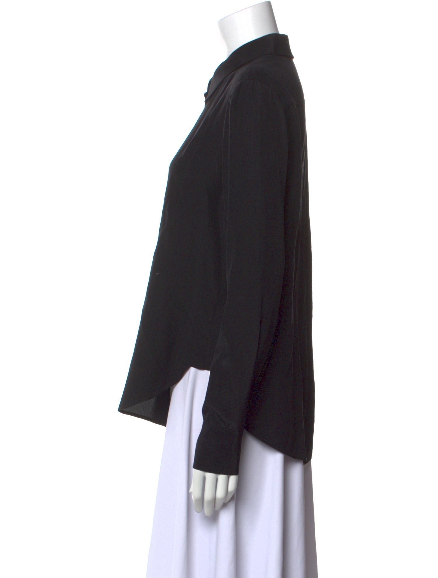 Raquel Allegra Silk Long Sleeve Button-Up Top