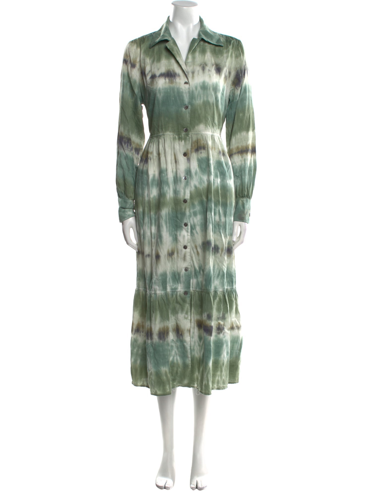 Raquel Allegra Tie-Dye Print Midi Length Dress