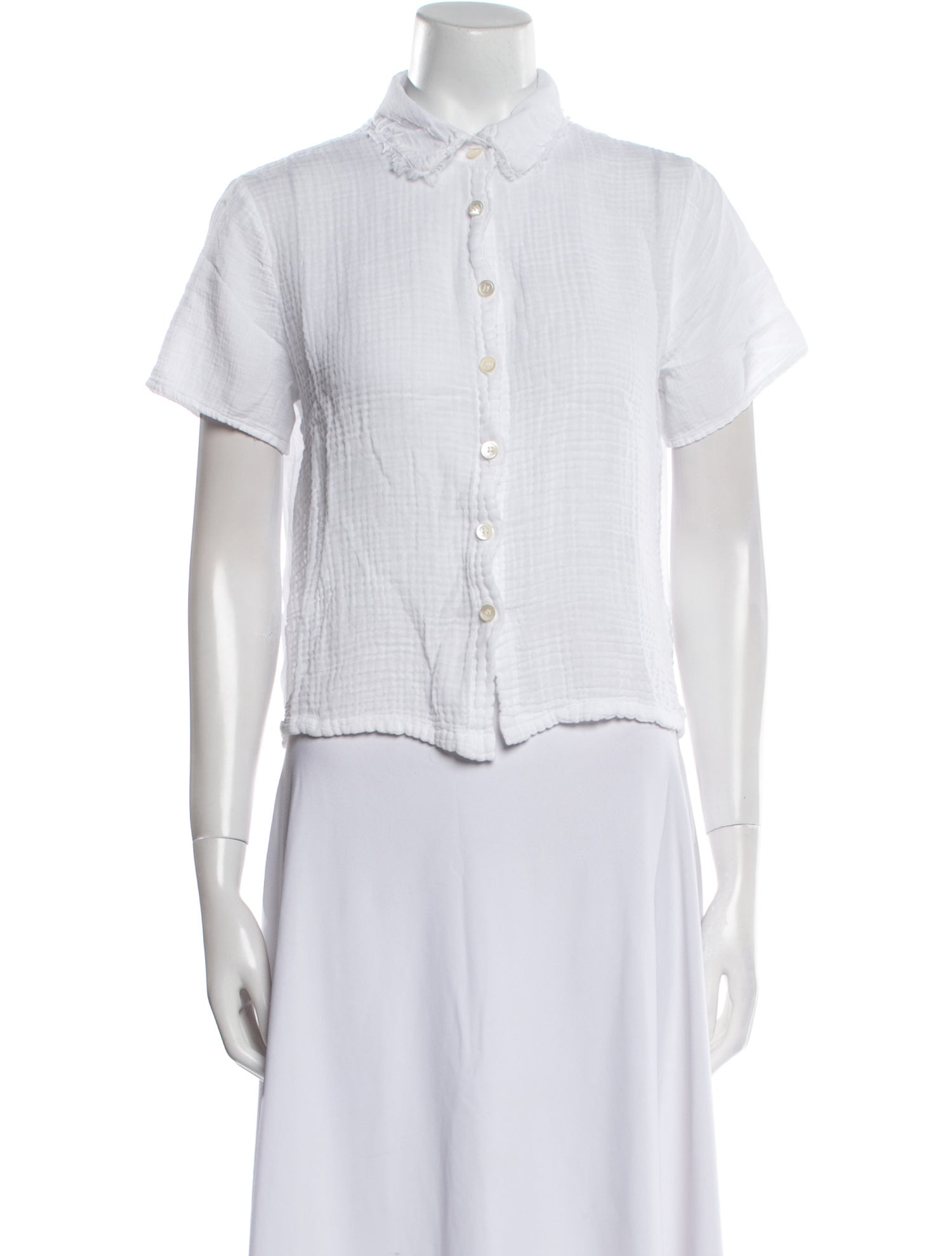 Raquel Allegra Short Sleeve Button-Up Top