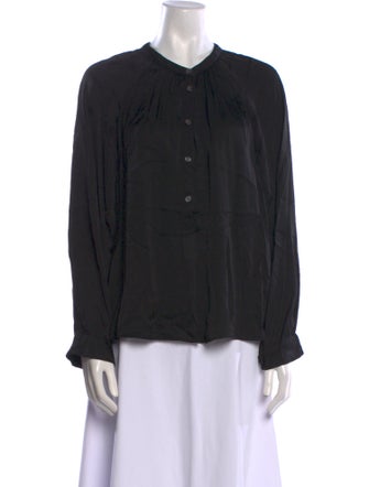 Raquel Allegra Crew Neck Long Sleeve Button-Up Top