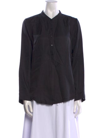 Raquel Allegra Silk Long Sleeve Button-Up Top