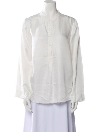 Raquel Allegra Silk Long Sleeve Button-Up Top