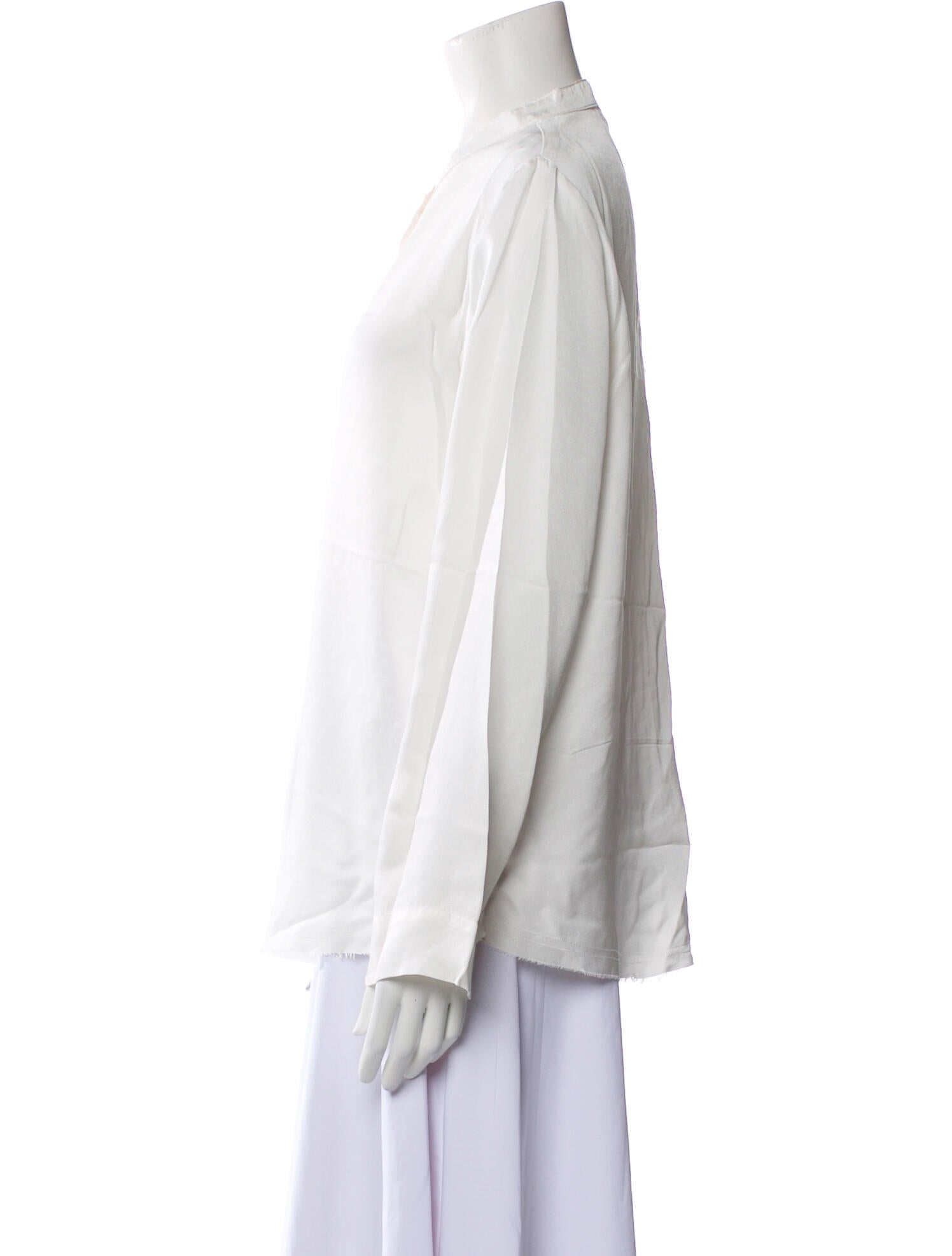 Raquel Allegra Silk Long Sleeve Button-Up Top