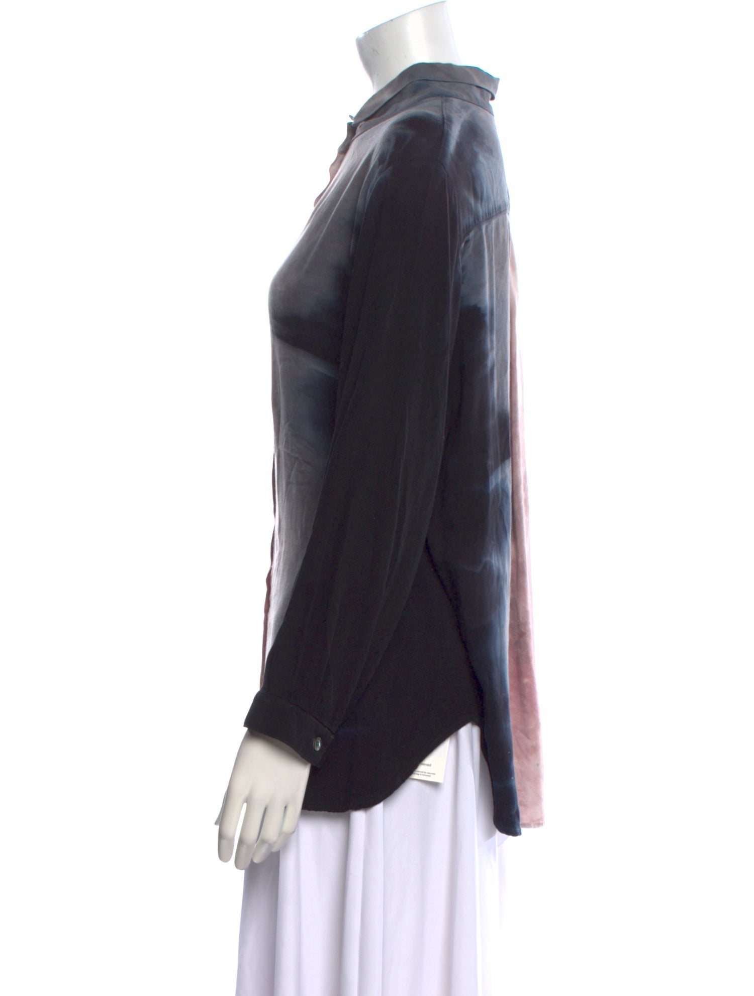 Raquel Allegra Tie-Dye Print Long Sleeve Button-Up Top