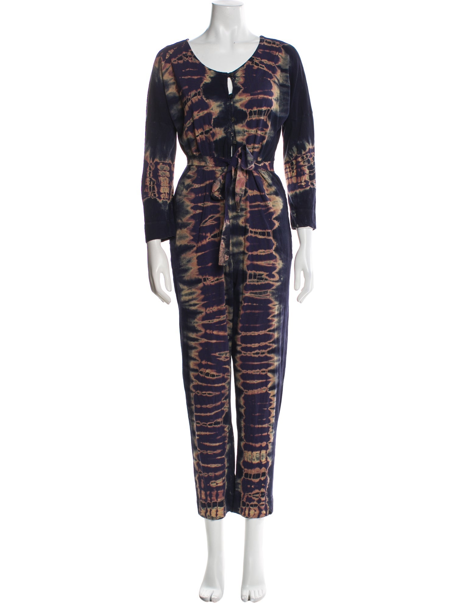 Raquel Allegra Tie-Dye Print Scoop Neck Jumpsuit