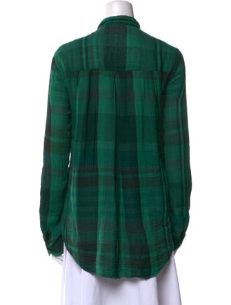 Raquel Allegra Plaid Print Long Sleeve Button-Up Top