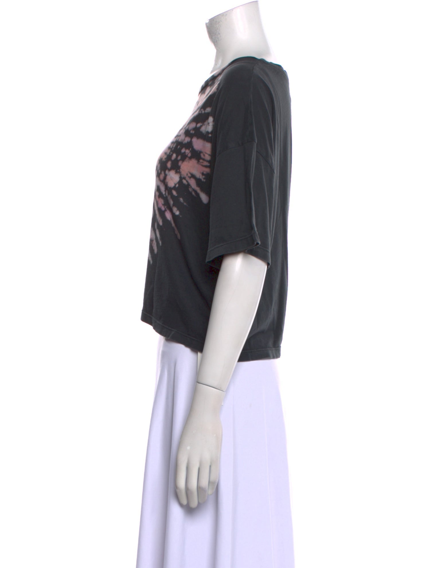 Raquel Allegra Tie-Dye Print Bateau Neckline Crop Top