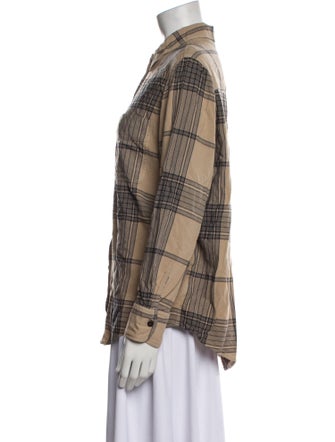 Raquel Allegra Plaid Print Long Sleeve Button-Up Top