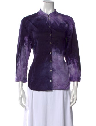 Raquel Allegra Three-Quarter Sleeve Button-Up Top