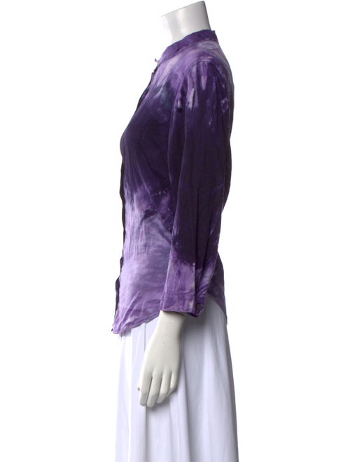 Raquel Allegra Three-Quarter Sleeve Button-Up Top