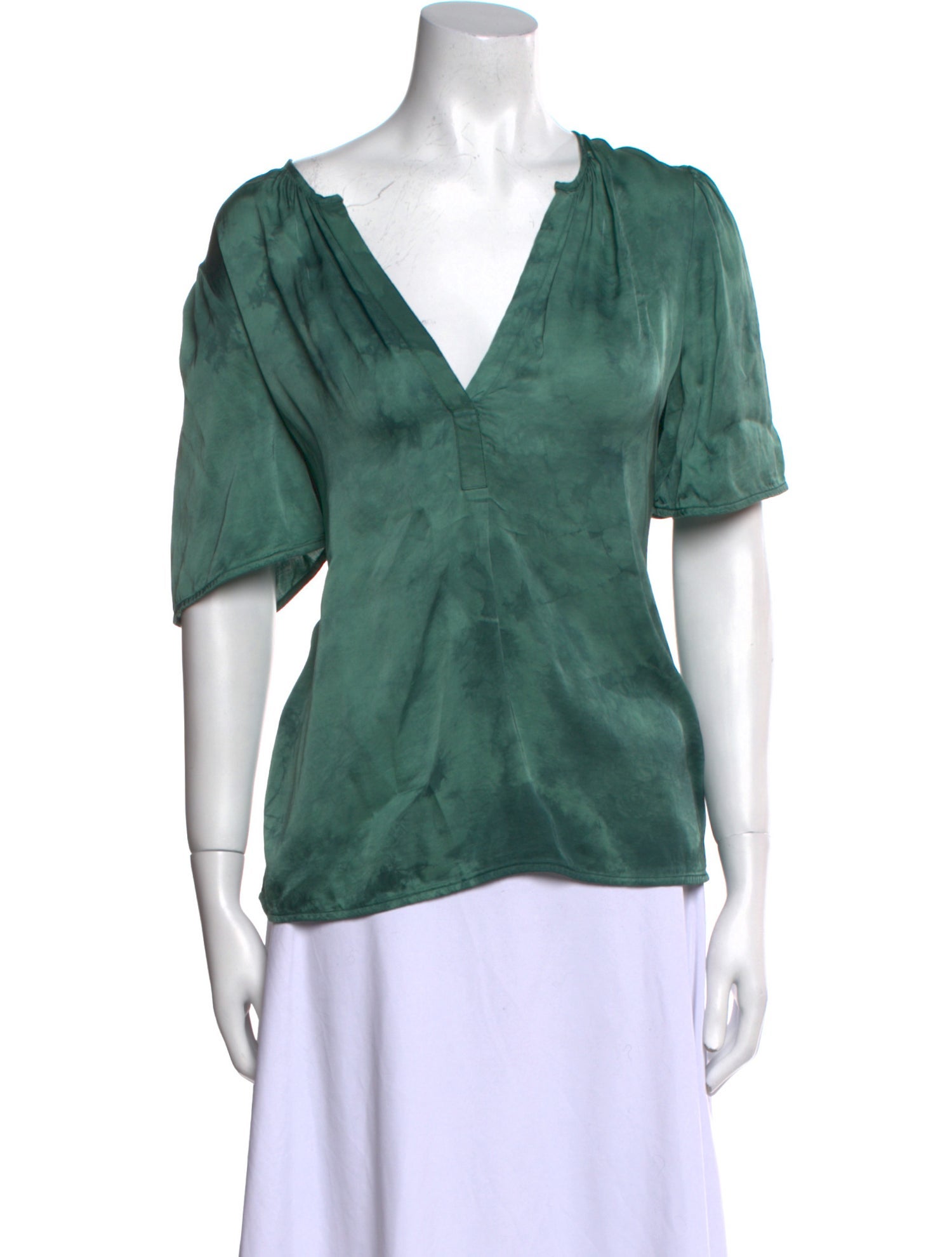 Raquel Allegra V-Neck Short Sleeve Blouse