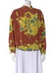 Raquel Allegra Floral Print Mock Neck Button-Up Top