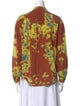 Raquel Allegra Floral Print Mock Neck Button-Up Top