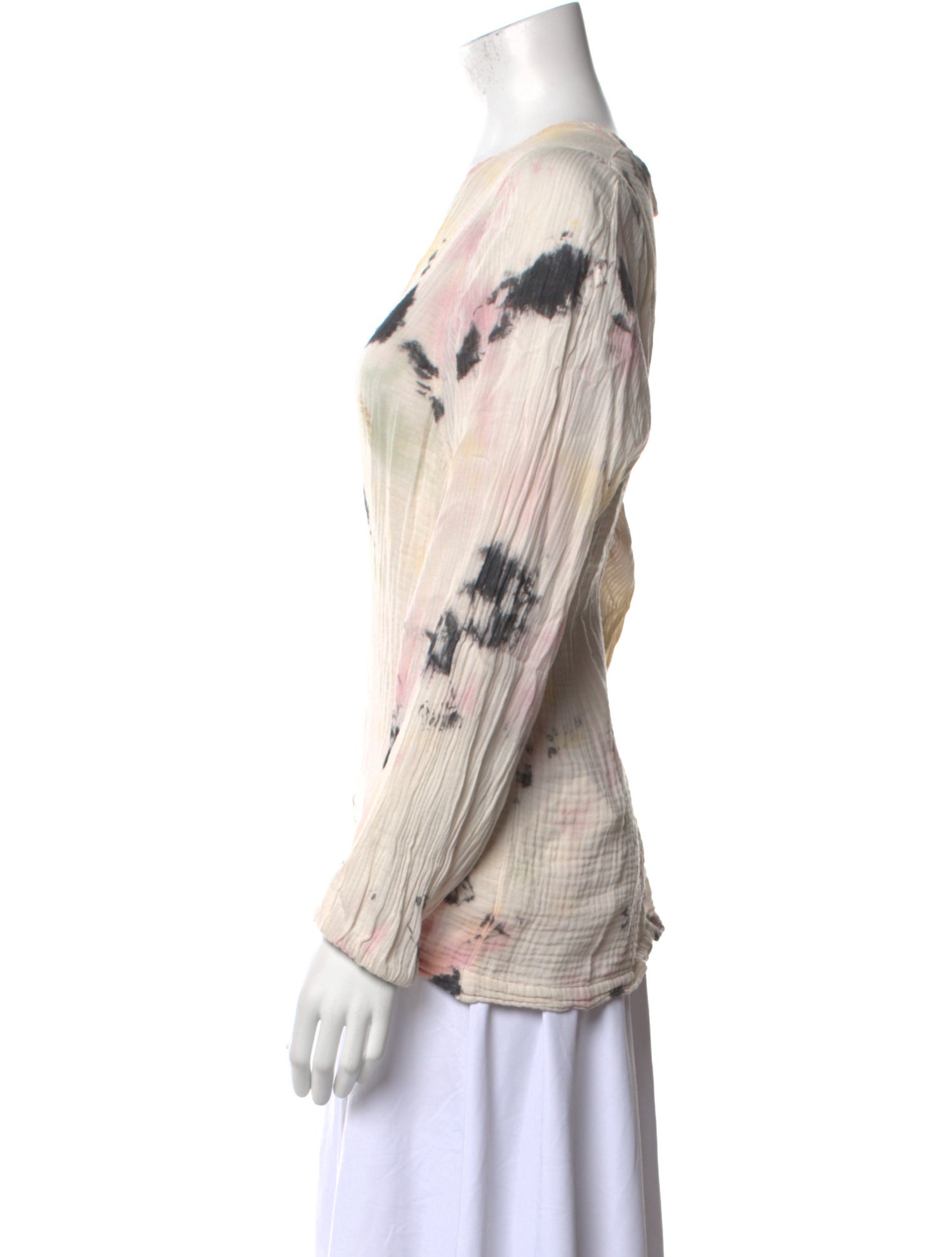 Raquel Allegra Tie-Dye Print V-Neck Blouse