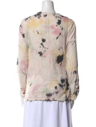 Raquel Allegra Tie-Dye Print V-Neck Blouse