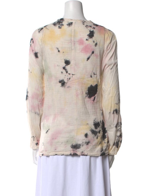 Raquel Allegra Tie-Dye Print V-Neck Blouse