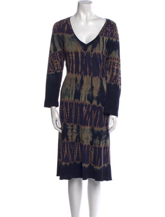 Raquel Allegra Tie-Dye Print Midi Length Dress