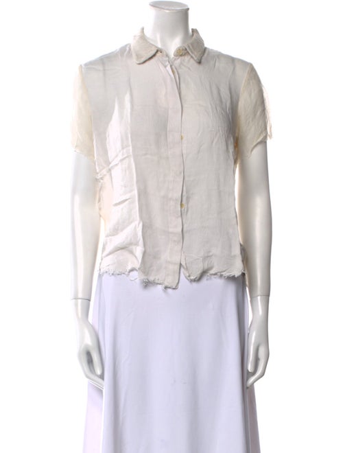 Raquel Allegra Silk Short Sleeve Button-Up Top