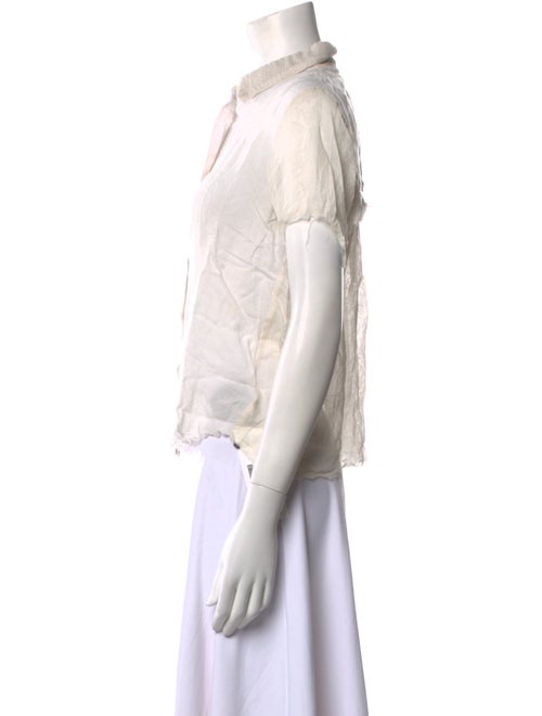 Raquel Allegra Silk Short Sleeve Button-Up Top