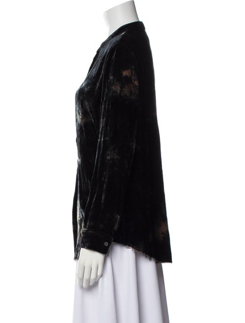 Raquel Allegra Floral Print Mock Neck Button-Up Top