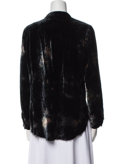 Raquel Allegra Floral Print Mock Neck Button-Up Top