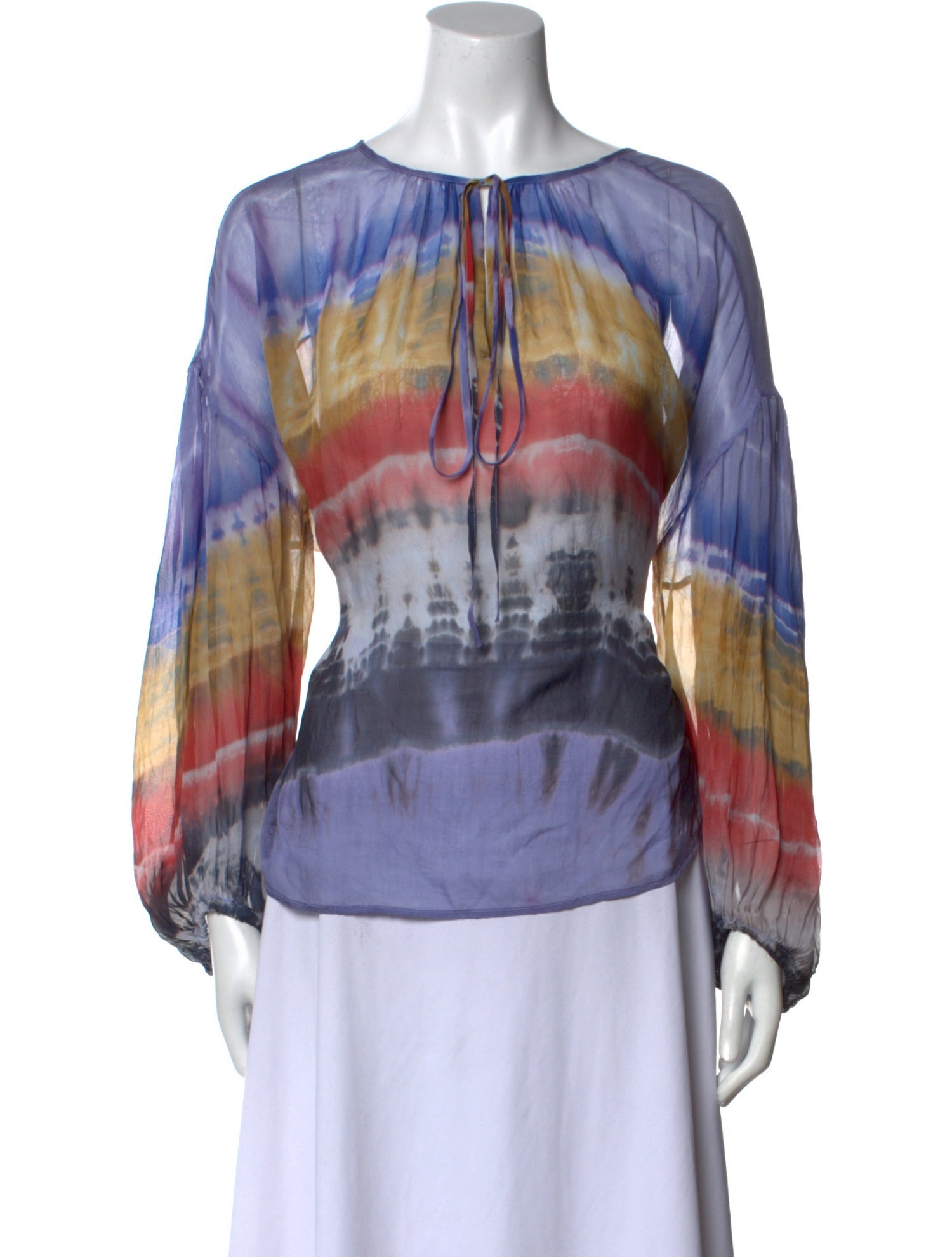 Raquel Allegra Silk Tie-Dye Print Blouse