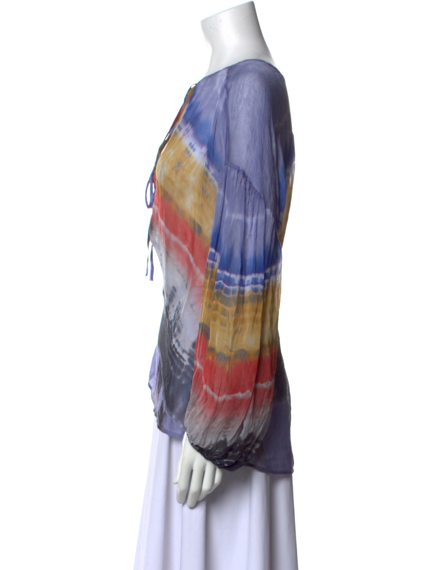 Raquel Allegra Silk Tie-Dye Print Blouse