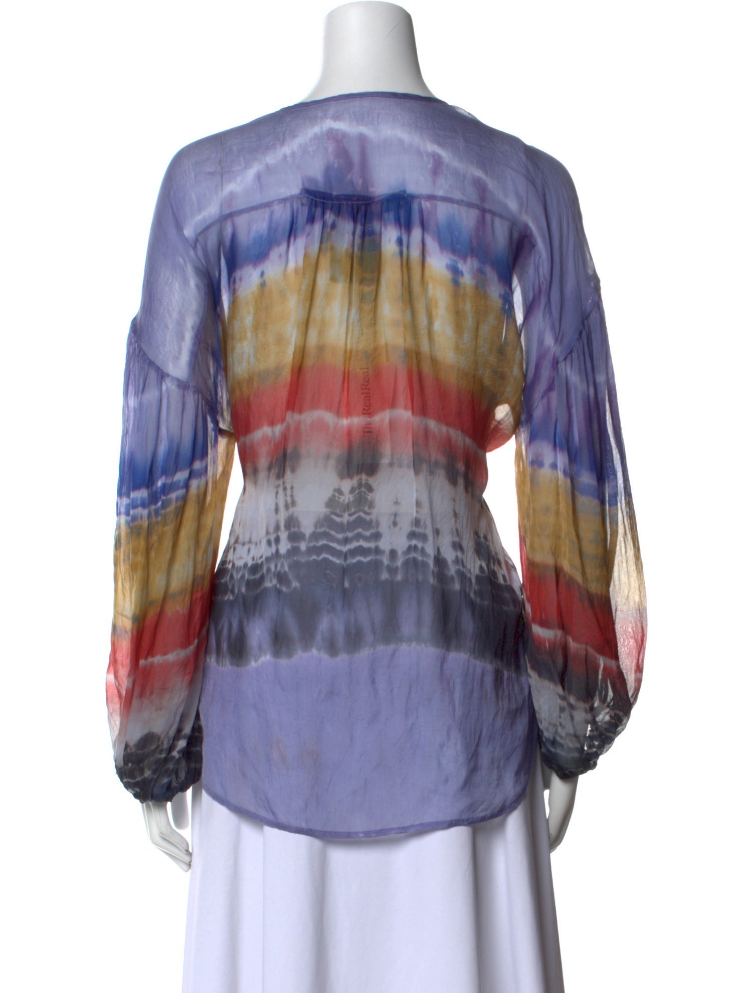 Raquel Allegra Silk Tie-Dye Print Blouse