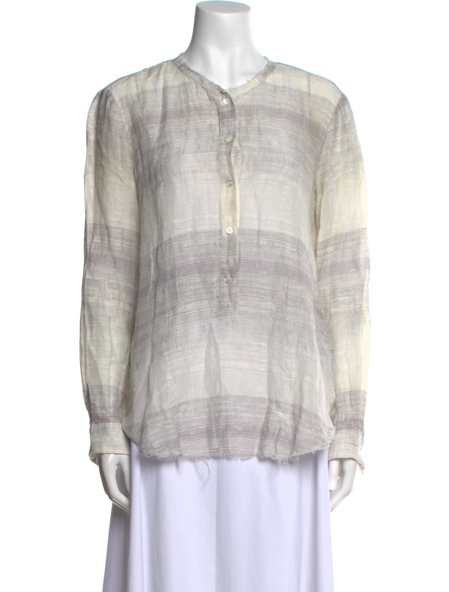 Raquel Allegra Plaid Print V-Neck Button-Up Top