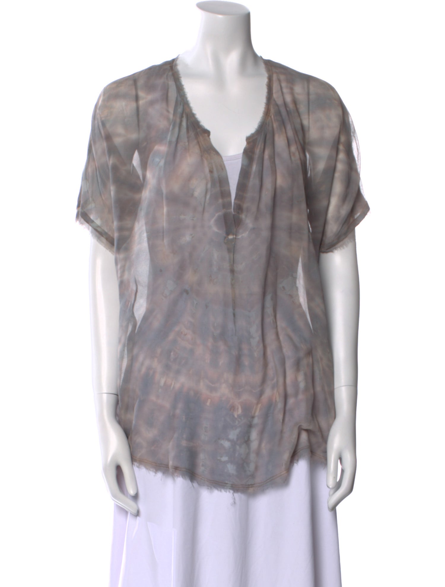 Raquel Allegra Silk Tie-Dye Print Blouse