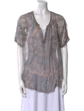 Raquel Allegra Silk Tie-Dye Print Blouse