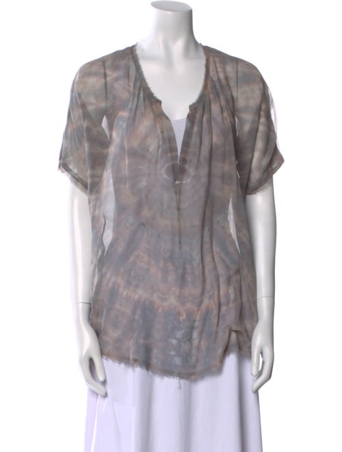 Raquel Allegra Silk Tie-Dye Print Blouse