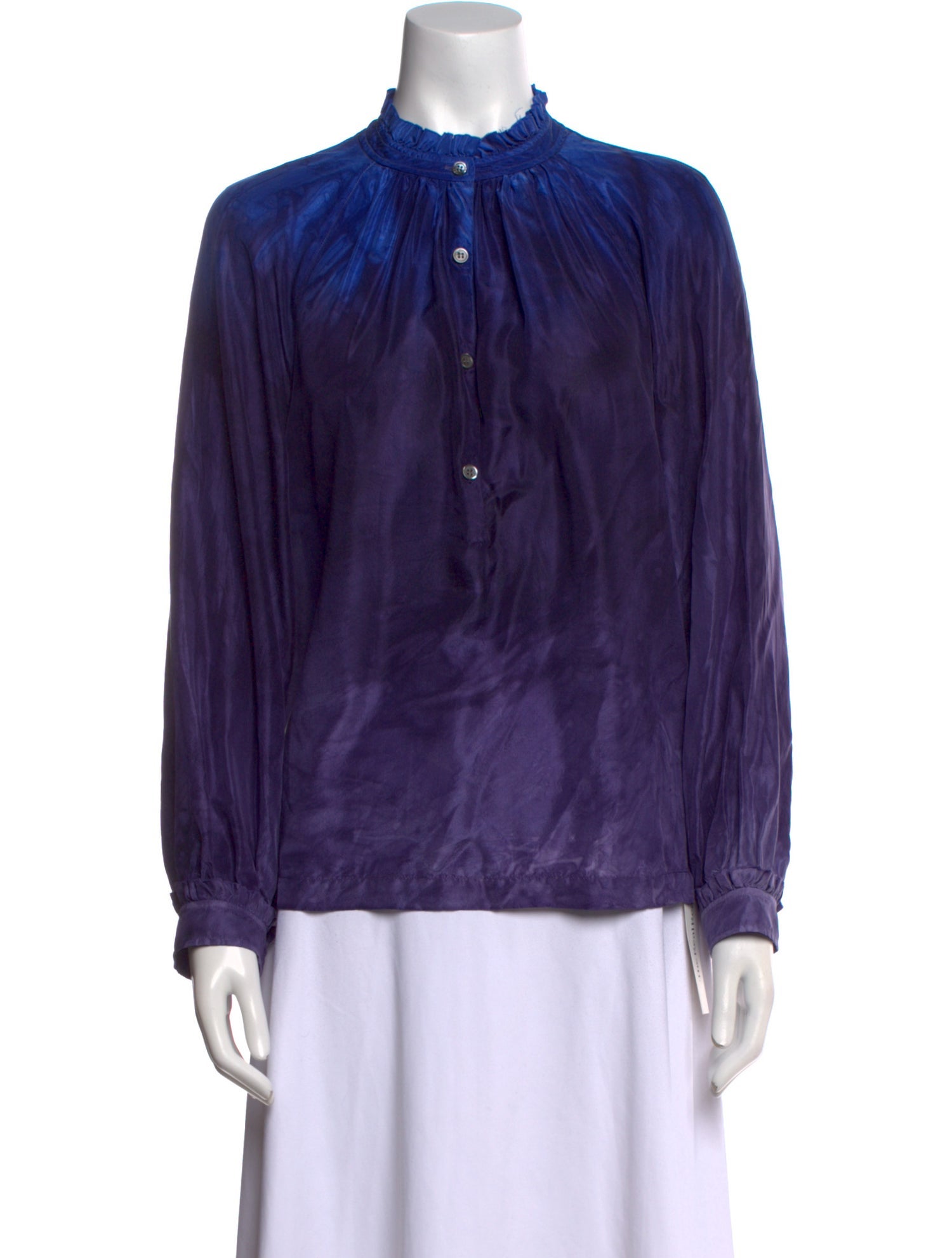 Raquel Allegra Silk Mock Neck Blouse