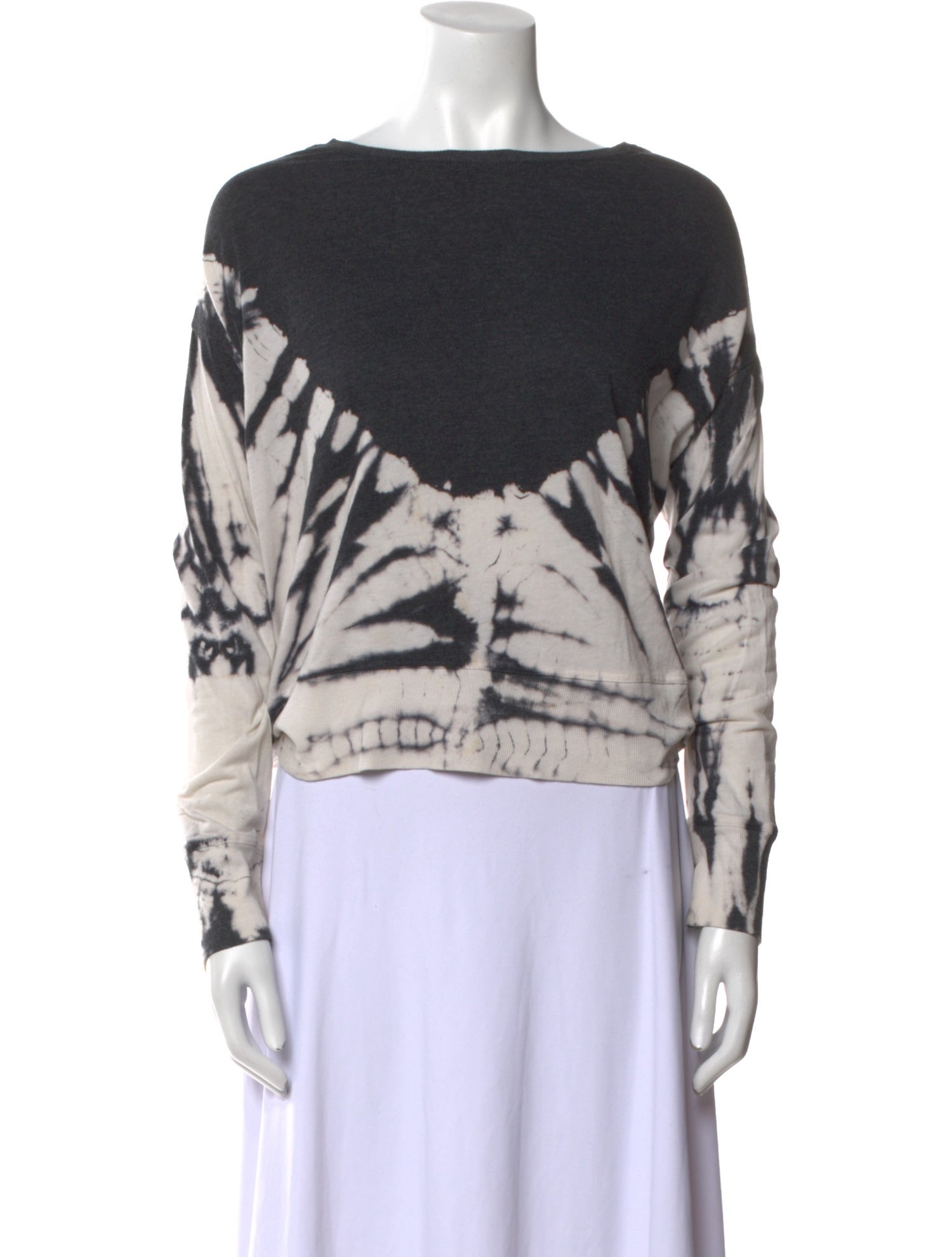 Raquel Allegra Tie-Dye Print Bateau Neckline Top