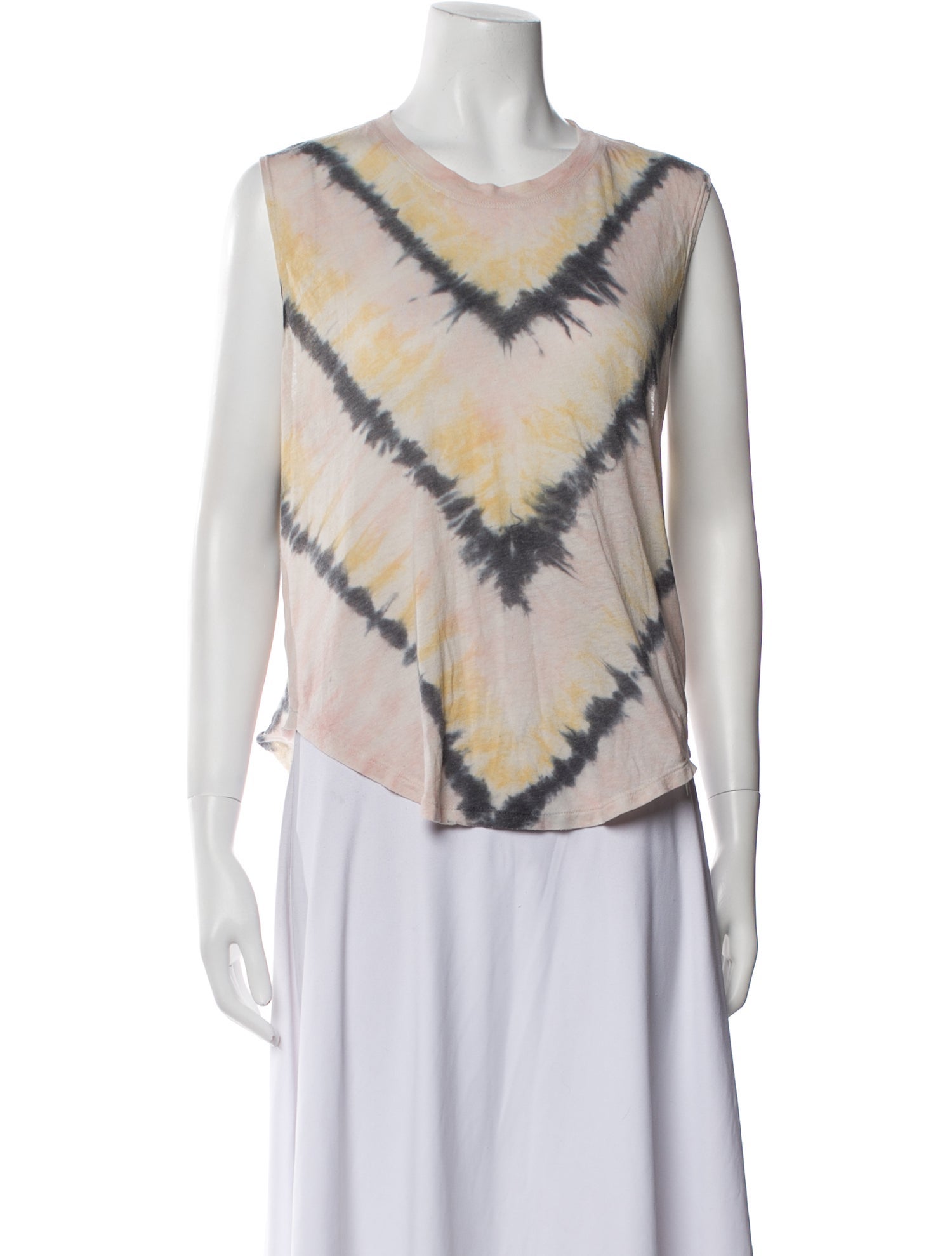 Raquel Allegra Tie-Dye Print Scoop Neck Top