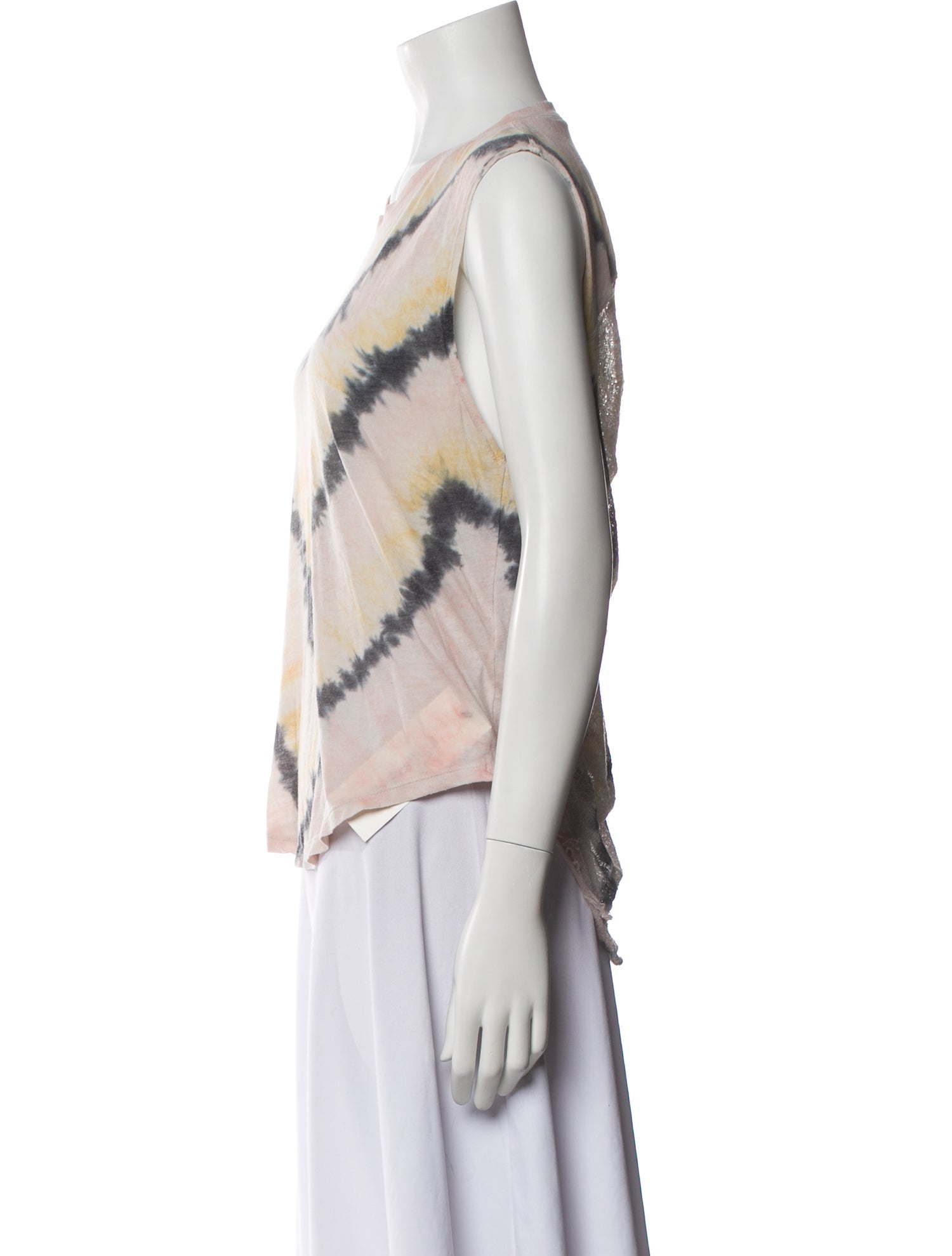 Raquel Allegra Tie-Dye Print Scoop Neck Top