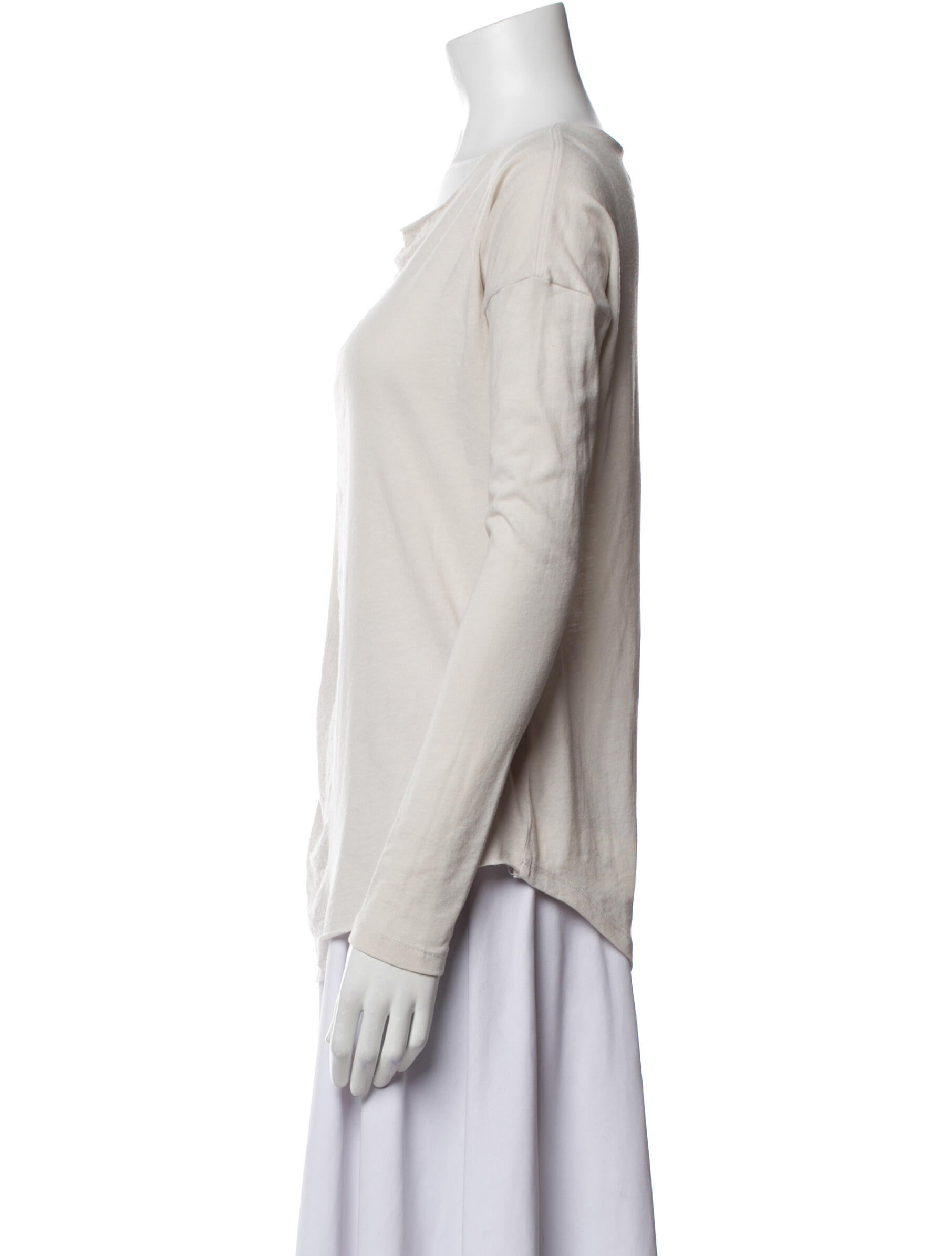 Raquel Allegra Scoop Neck Long Sleeve Top
