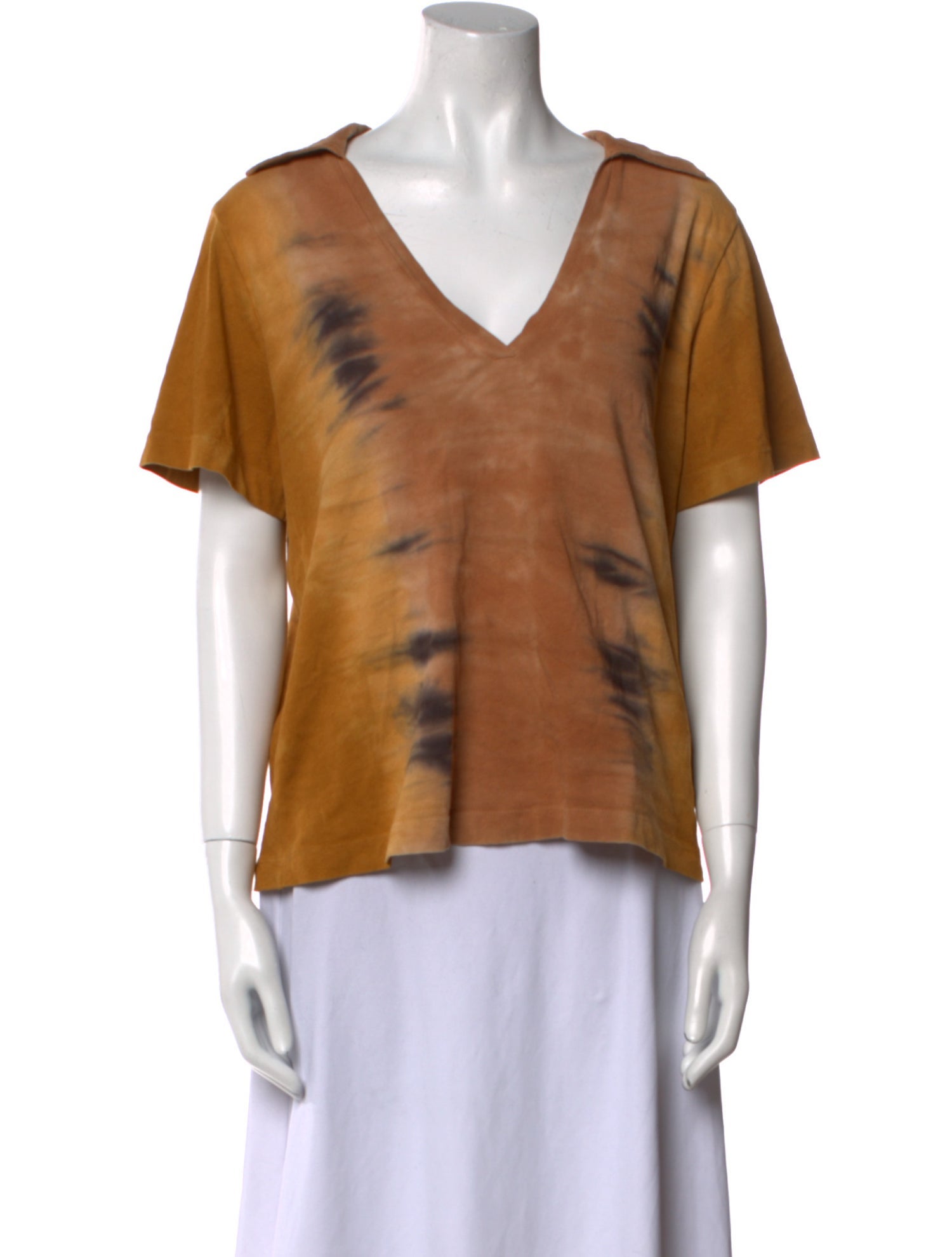 Raquel Allegra Tie-Dye Print V-Neck T-Shirt
