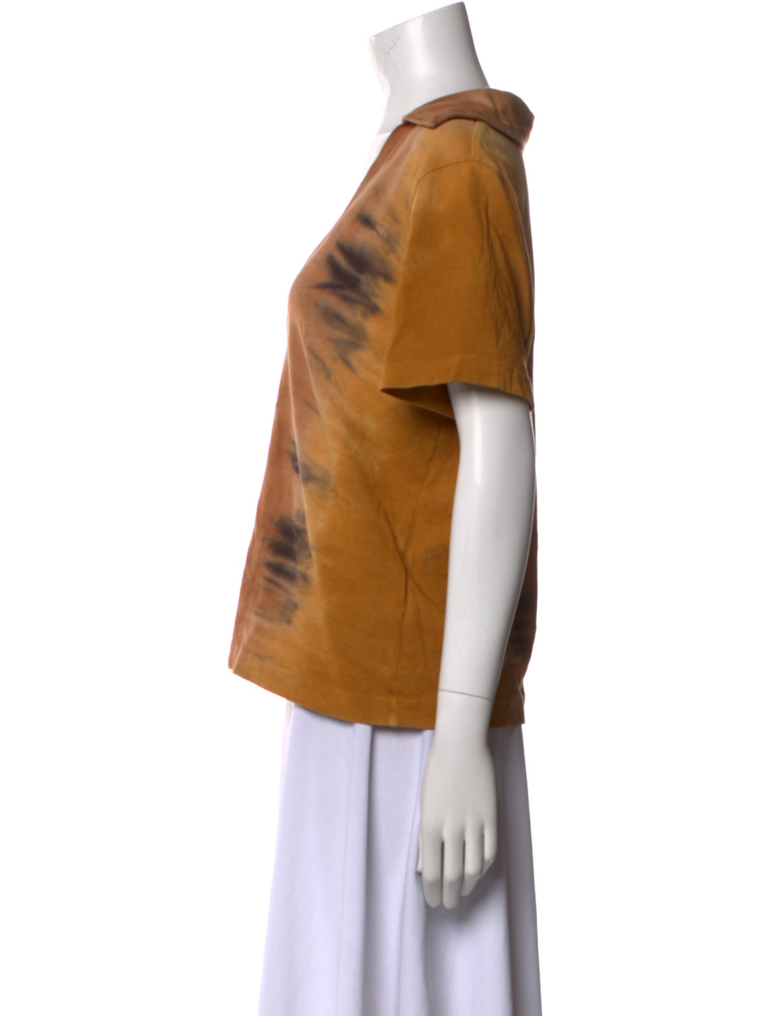 Raquel Allegra Tie-Dye Print V-Neck T-Shirt