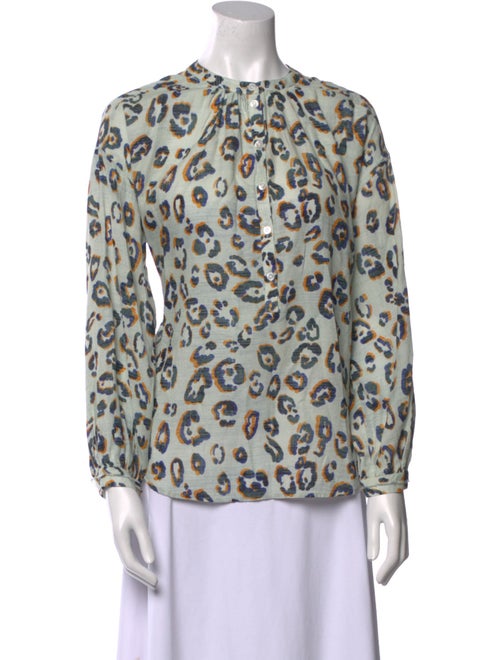 Raquel Allegra Printed Mock Neck Blouse