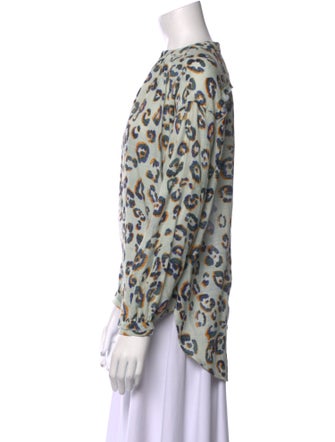 Raquel Allegra Printed Mock Neck Blouse